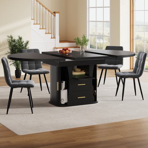 Extendable round dining table - round,