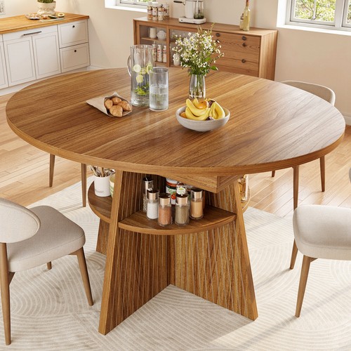 Extendable round dining table - round,