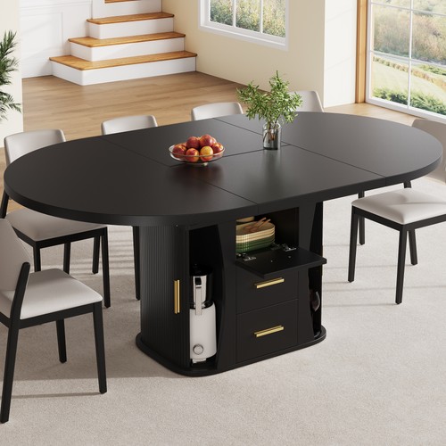 Extendable round dining table - round,