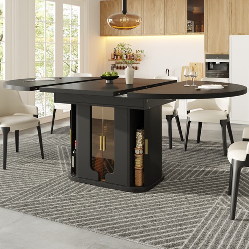 Extendable dining table black - extendable,
