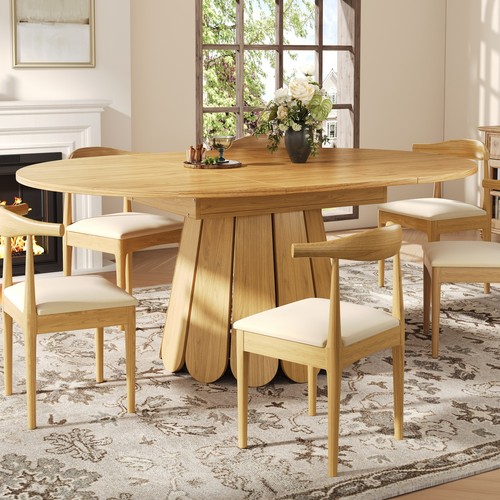 Round extendable dining table - extendable,