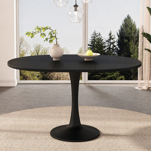 Black modern extendable dining - black,