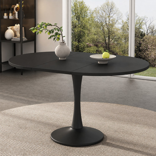 Black extendable dining table - black,