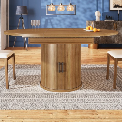 Round extendable dining table - dining,