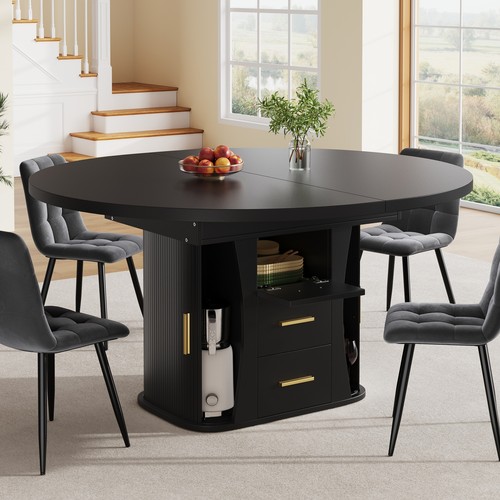 Extendable dining table - dining, round