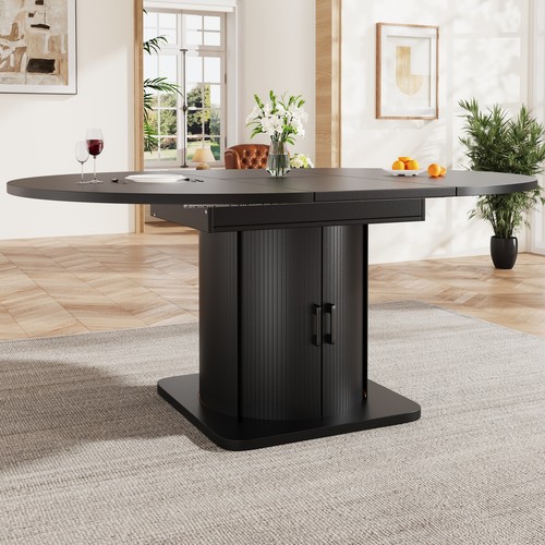 Round extendable dining table - round,