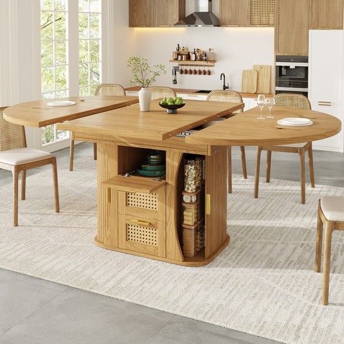 Round extendable dining table - extendable,