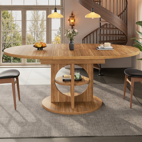 Round extendable dining table - extendable,