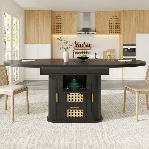 Round extendable dining table - extendable,