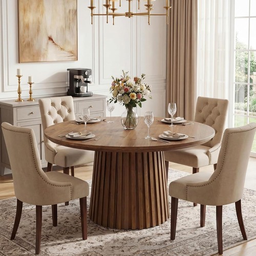 Round solid wood dining table - solid,