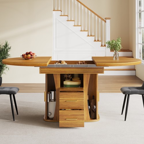 Extendable round dining - dining, table