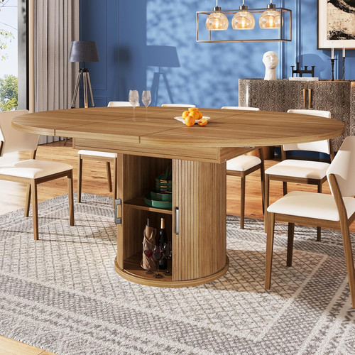 Round extendable dining table - extendable,